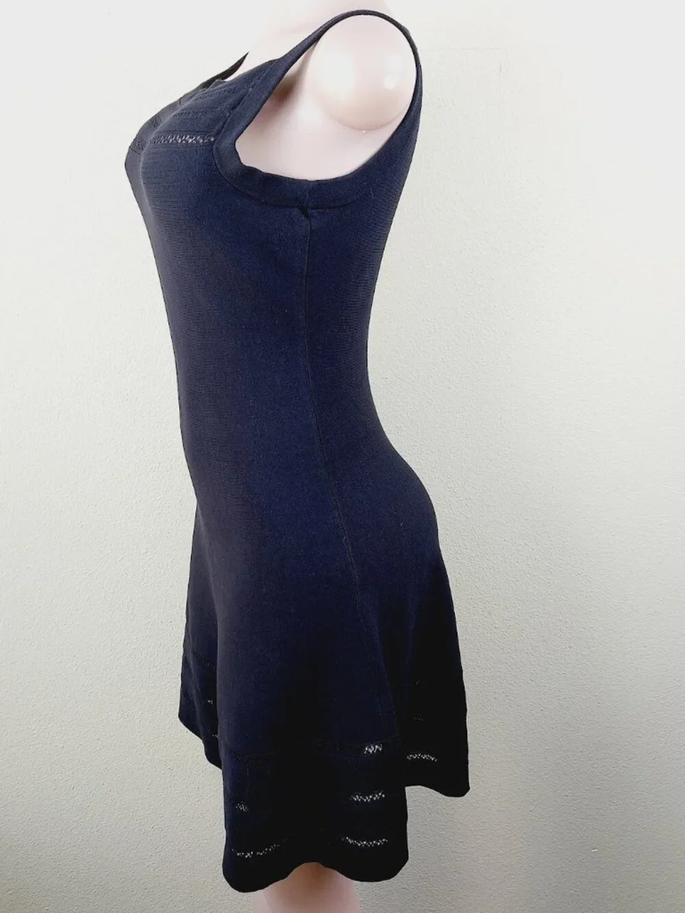 Kate Spade Women's Black Open Cable Sweater Knit Fit & Flare Mini Dress Size M